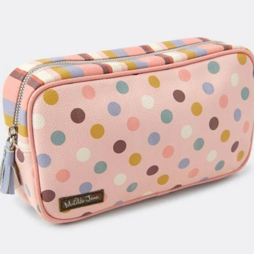 Matilda Jane Holiday On The Go Make-up Case - Pink Polka Dot Cosmetic Pouch